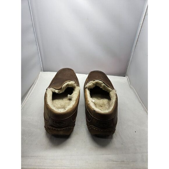 Men\'s UGG Ascot Shearling‎ Fur Lined Leather Slippers Brown Size 10 #1103889 main image 4